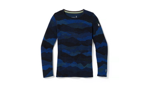 Open image in slideshow, Kids&#39; Classic Thermal Merino Base Layer Pattern Crew-Blueberry Hill Mountain Scape
