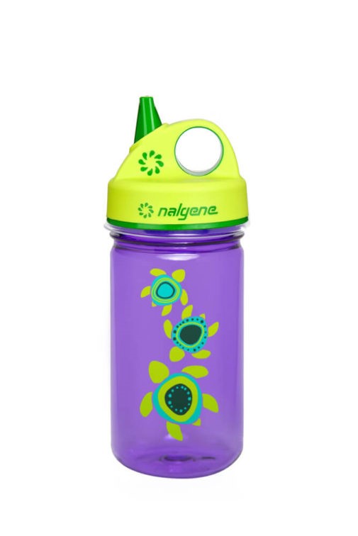 Best Kids Nalgene Water Bottles [2018]: Nalgene Grip-N-Gulp Water Bottle  (Pink Wheels, 12-Ounce) 
