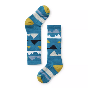Open image in slideshow, Kids&#39; Wintersport Full Cushion Mountain Pattern Over The Calf Socks-Ocean Abyss

