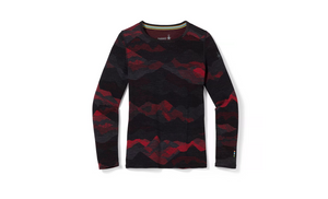 Open image in slideshow, Kids&#39; Classic Thermal Merino Base Layer Pattern Crew-Rhythmic Red Mountain Scape
