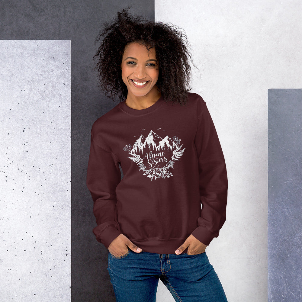 Crewneck Sweatshirt: Alpine Sisters Mountains